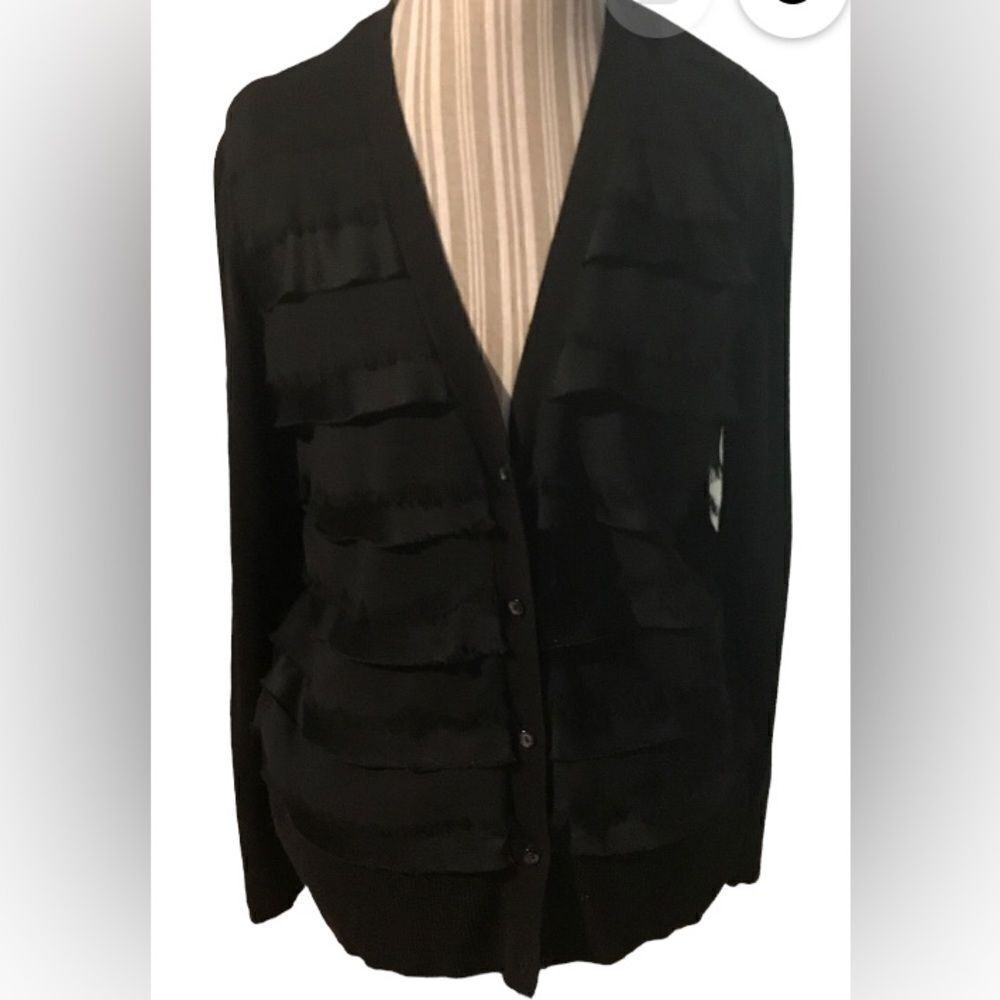 Nine West sz XL beautiful black cardigan layered look on front new without tags